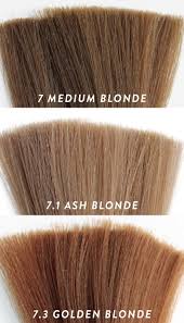 This combination makes lighter brown for light, medium, and dark brown skin categories, dark brown hair will always go well with your skin color. 7 Medium Blonde 7 1 Ash Blonde 7 3 Golden Blonde Hair Colours By My Hairdresser Medium Blonde Dark Blonde Hair Color Ash Blonde Hair