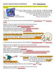 The birds eat during the day and seem to be eating only the diurnal worms. Copy Of Natural Selection Worksheet Docx Darwin U2019s Natural Selection Worksheet Name Melody Mitchell Read The Following Situations Below And Identify Course Hero