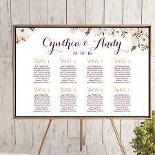 Custom Vintage Floral Wedding Seating Chart Poster Printable