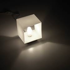 Table Lamp Contemporary Metal Blown Glass Cube