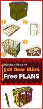 Though they are hand drawn, you get to see what the stand looks like from the front, back, side, and top views as well. 5 8 Deer Blind Plans Hunting Blinds Deer Blind Plans Deer Hunting Stands