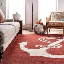 nuloom nautical anchor rust 9 ft x 12 ft indoor area rug red