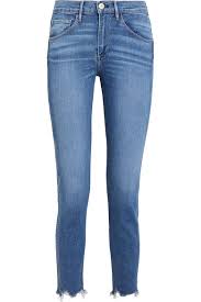 W3 Cropped Frayed High Rise Straight Leg Jeans