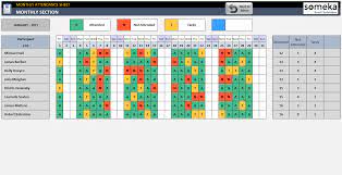 monthly attendance sheet excel