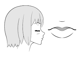 how to draw anime kissing lips face