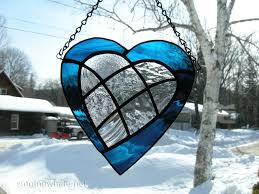 Blue Clear Patchwork Stained Glass Heart