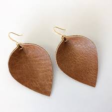 Brown Leaf Earrings Faux Leather