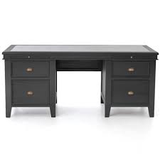 Modern u shaped office desk: Rico Mid Century Modern Black Wood Desk Kathy Kuo Home