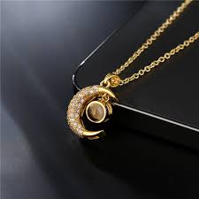 cz moon pendant necklace