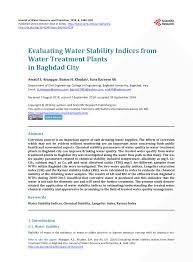 Pdf Evaluating Water Stability Indices From Water Treatment