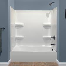 Every family home needs a bathtub and this one is clean and simple. Style Selections 54x27 White 2 Piece Bathtub Shower Kit Common 54 In X 54 In Actual 54 In X 54 In Lowes Com Bathtub Shower Kits Shower Kits Bathtub Shower Combo
