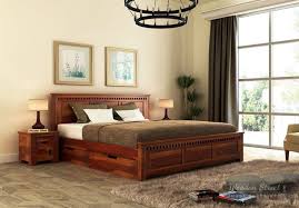 wooden bed with storage