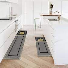 non slip geometric kitchen rug set