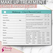 makeup client record card treatment