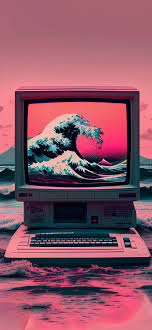 ocean wave vaporwave wallpaper