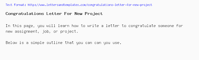 Congratulations Letter For New Project