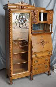The most common antique secretary desk material is metal. Antique Oak Side By Side Secretary Bookcase Desk With Leaded Glass Fancy Antique Furniture For Sale Antique Oak Furniture Diy Furniture Bedroom