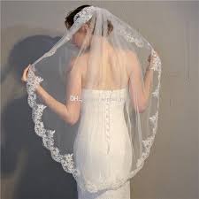 2019 High Quality White Ivory Short Bridal Wedding Veils Lace Applique Edge 1 5m Length One Layer Birdal Veils Wedding Accessory