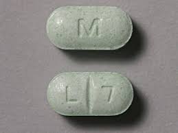 m l 7 pill green capsule oblong 9mm