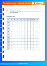 multiplication tables 1 12 printable