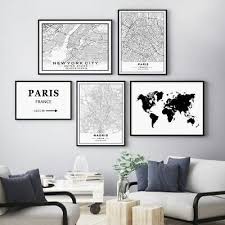 World City Maps Paris New York Poster