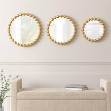 Marlowe Gold Beaded Round Wall Mirror