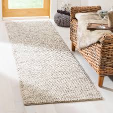 braided wool runner rug beige
