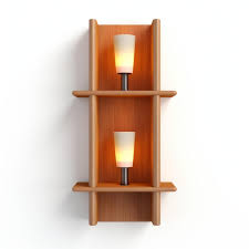 Wooden Shelf Wall Sconce Realistic 3d