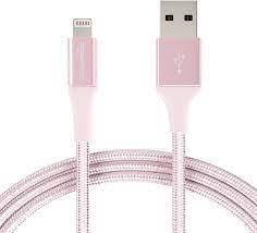Rose gold (5) silver (4) white (20) my device. Amazon Com Amazon Basics Double Braided Nylon Lightning To Usb Cable Advanced Collection Mfi Certified Apple Iphone Charger Rose Gold 4 Inch