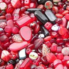 Dark Red Czech Pressed Glass Bead Mix