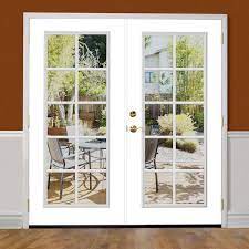 Masonite 72 In X 80 In Ultra White Steel Prehung Right Hand Inswing 10 Lite Clear Glass Patio Door Without Brickmold Ultra Pure White