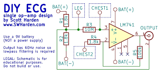 diy ecg with 1 op