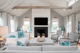 White And Gray Cottage Living Room With