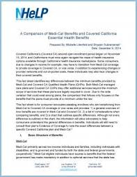 Comparison Of Medi Cal Benefits And Covered California