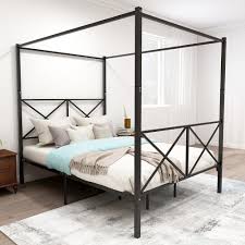 queen size canopy platform bed frame