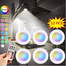 12 Pcs Cadrim Puck Lights Led Color Changing Puck Lightings And Dimmable Under Cabinet Lights Battery Powered Under Counter Lights With Wireless Remote Controls For Kitchen Wish