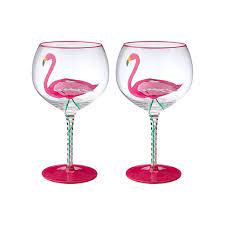 flamingo gin glasses set of 2 home