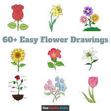 60 easy flower drawings with step by