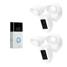 Ring Wireless Video Doorbell 2 With Floodlight Cam White 2 Pack 8sf3y7 Wen0 The Home Depot