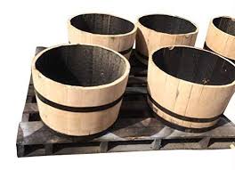 hand crafted solid oak wood half barrel