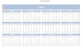year calendar for 2023 excel template
