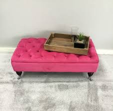 Large Bespoke Peony Pink Footstool
