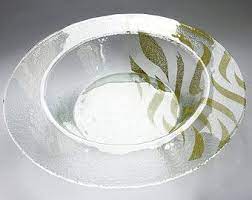 fused glass platter on a global