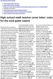 High School Math Teacher Cover Letter Rules For The Card Game