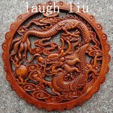 Wood Carved Dragon Plate Wall