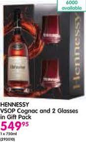 hennessy vsop cognac and 2 gles