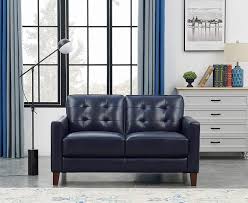 Aiden Power Footrest Leather Sofa Navy