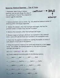 Balancing Chemical Equations Tips