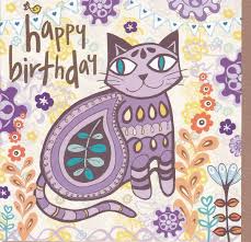 Purple Cat Birthday Card Karenza Paperie