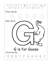trace letter g worksheets activity